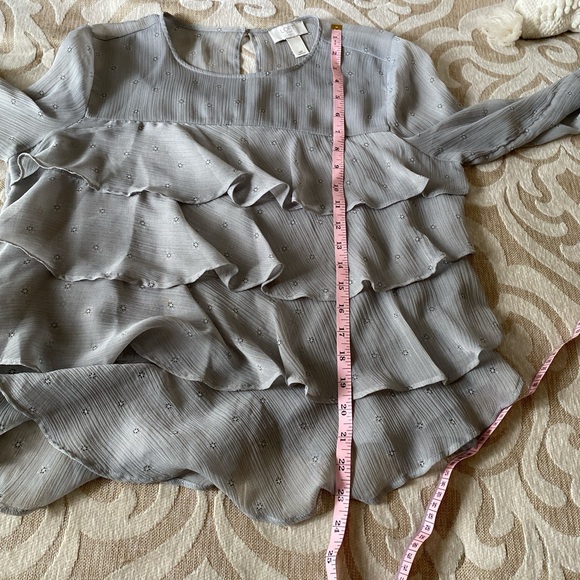LOFT Light Gray Ruffled Blouse - Picture 7 of 8